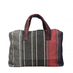 Borsone a righe grigio e rosso